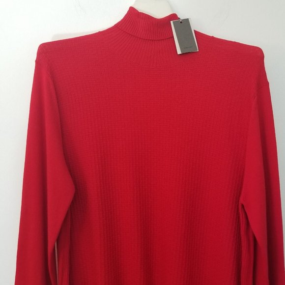 Canali Men's Black Edition Bright Red Textured Turtleneck Sweater IT 50 US 40 - Picture 2 of 6